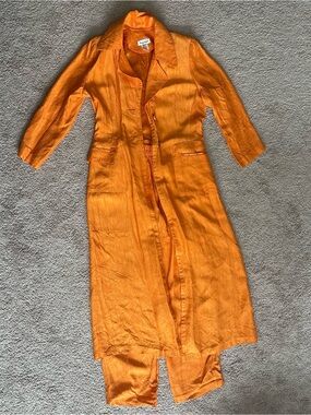 Vintage Design Today's Orange Satin Trench Coat Set Size Small